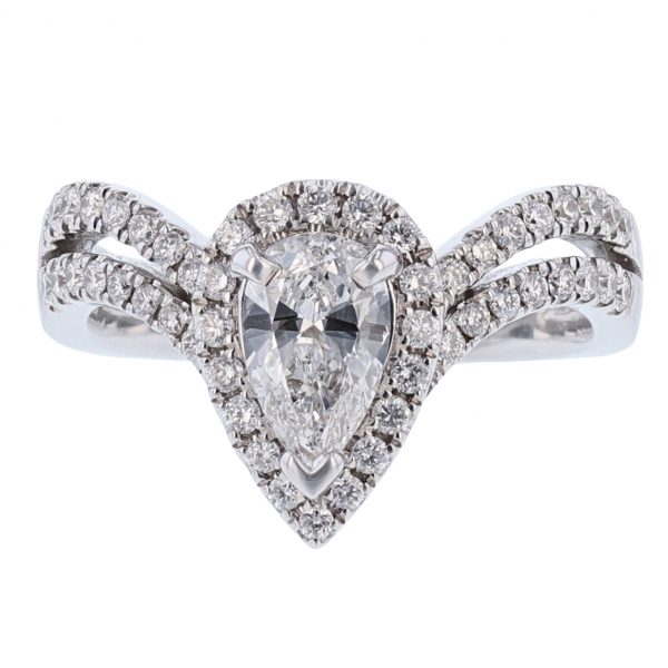 Nazar's Pear Diamond Halo Ring