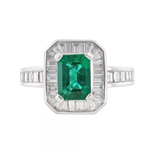 Nazar's Platinum Emerald and Diamond ring