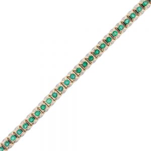 Nazar's 14k yellow gold emerald and diamond tennis bracelet