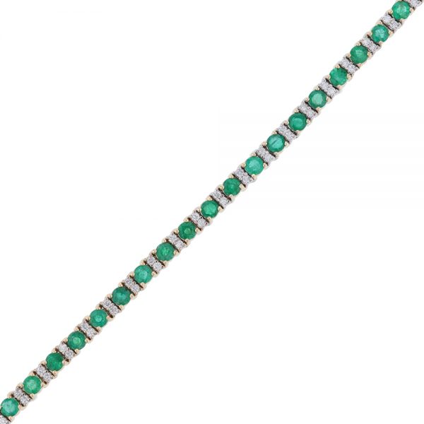 Nazar's 14k white yellow gold two tone emerald diamond tennis bracelet