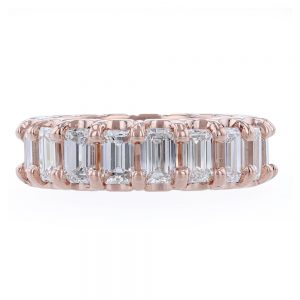 Nazar's 14k rose gold emerald cut diamond eternity band