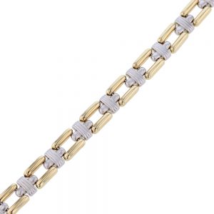 nazar's gold ladies link bracelet two tone 14k white yellow gold