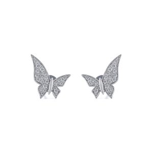 Butterfly White Diamond Stud Earrings