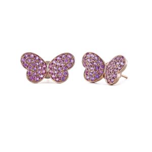 Rose Gold Butterfly Pink Sapphire Stud Earrings