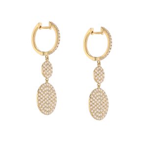 18K Yellow Gold Disc Diamond Earring