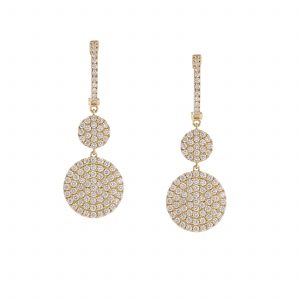 18K Yellow Gold Disc Diamond Earring