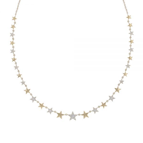 18K Yellow Gold Diamond Multi-Star Necklace