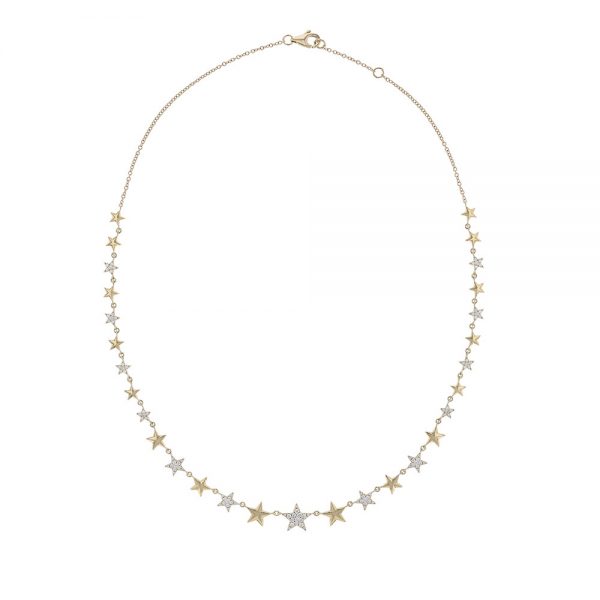 18K Yellow Gold Diamond Multi-Star Necklace