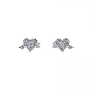 Heart and Arrow White Diamond Stud Earrings