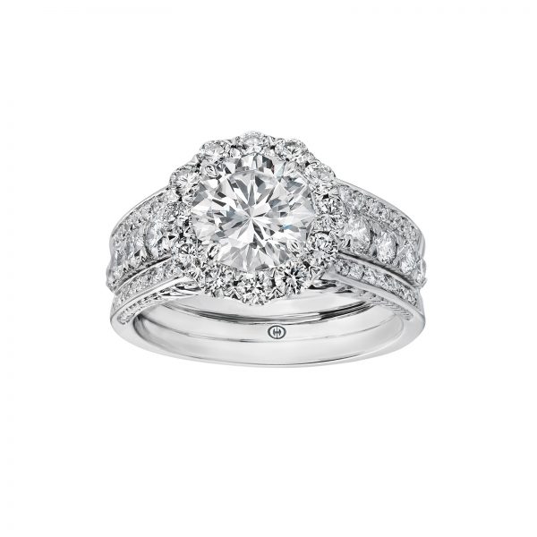 Round Halo Triple Row Accent Ring