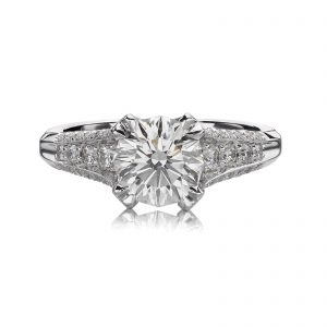 Round Cut Diamonds Accent Engagement Ring