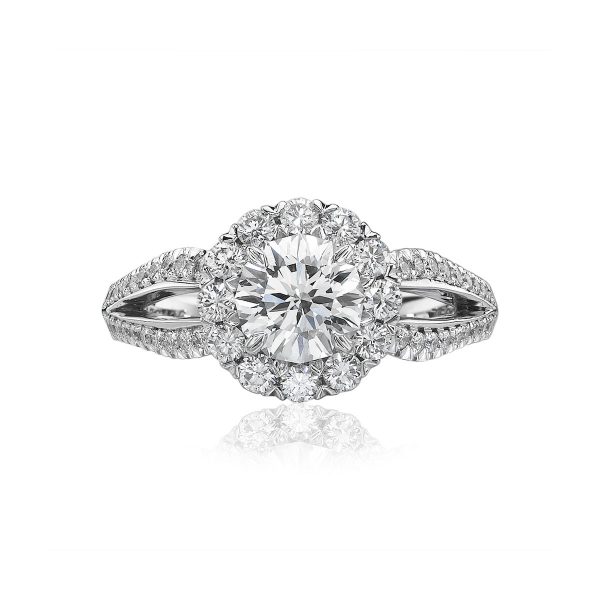 Split Shank Halo Diamond Engagement Ring