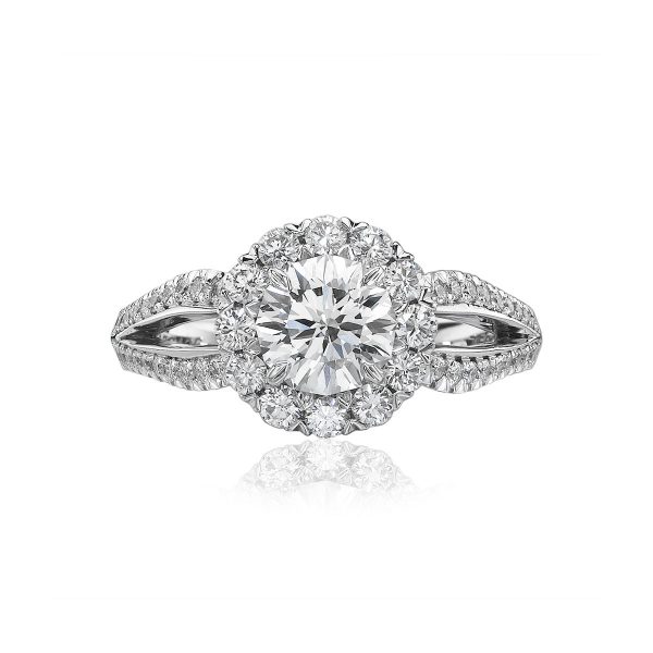 Split Shank Halo Diamond Engagement Ring