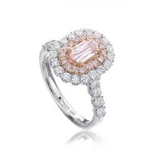 Double Halo Pink Diamond Engagement Ring