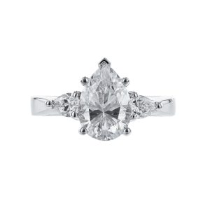14K White Gold Pear Diamond Engagement Ring