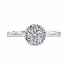 Nazarelle 18K White Gold Round Diamond Ring