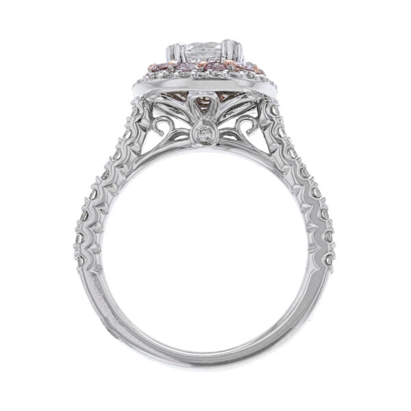 14K White Gold Pink Diamond Halo Engagement Ring