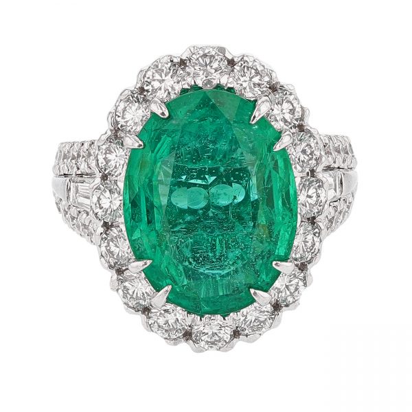 14K White Gold Beryl Emerald Ring