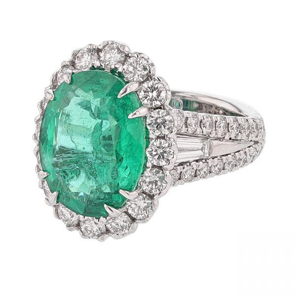 14K White Gold Beryl Emerald Ring