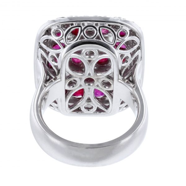 14K White Gold Ruby Black Diamond Ring