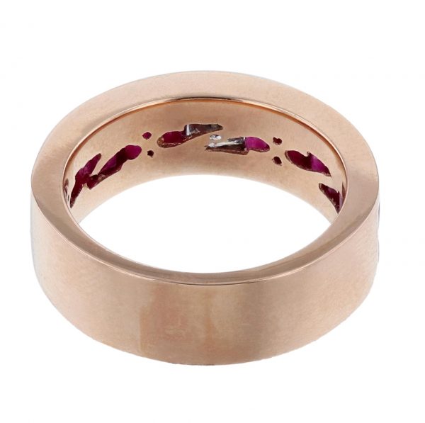 14K Rose Gold Princess Ruby Diamond Band