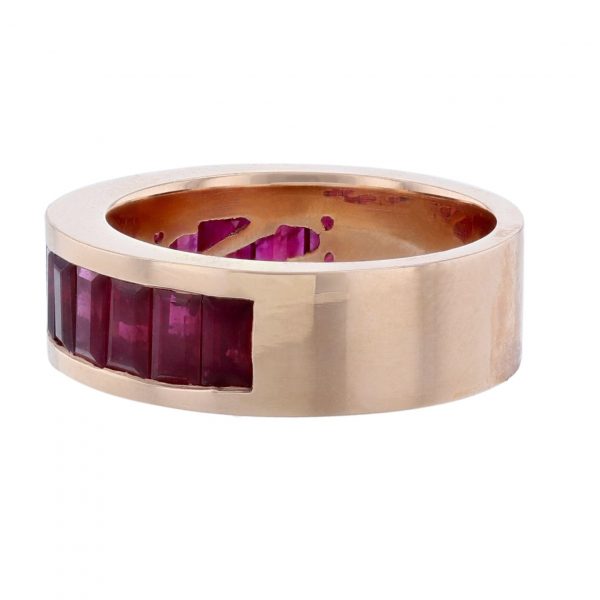 14K Rose Gold Princess Ruby Diamond Band