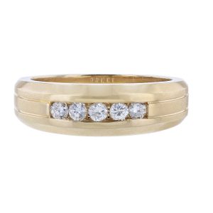 14K Yellow Gold Five Diamond Band