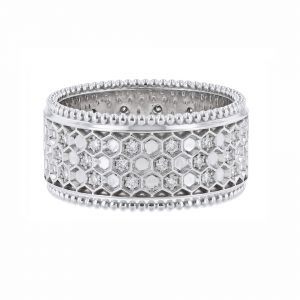 4K White Gold Honeycomb Diamond Eternity Band