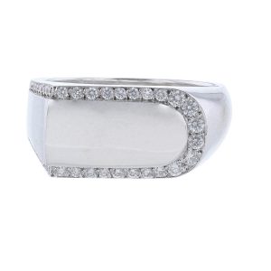 14K White Gold Curved Diamond Band