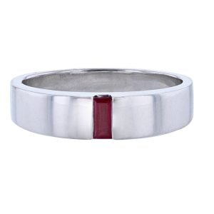 14K White Gold Ruby Band