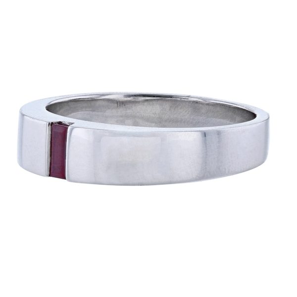 14K White Gold Ruby Band