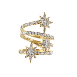 Star Diamond Wrap around Ring 18K Yellow Gold