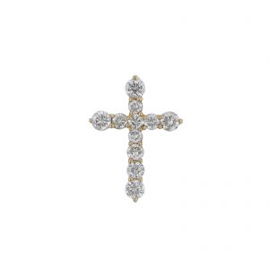 18K Yellow Gold Diamond Cross Pendant