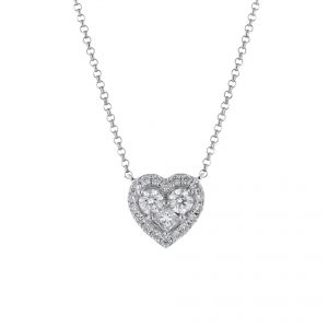 18K White Gold Diamond Heart Necklace