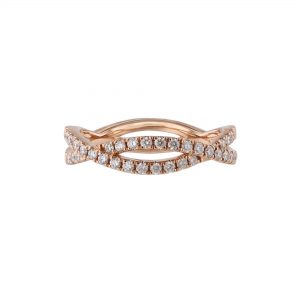 18K Rose Gold Woven Diamond Wedding Band