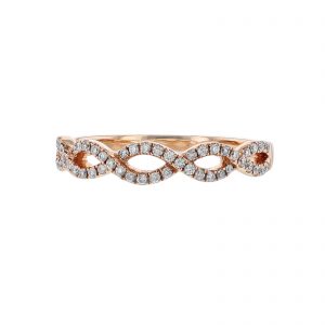 18K Rose Gold Woven Diamond Band