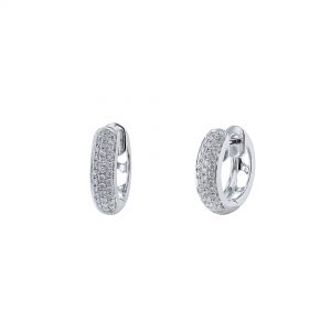 Nazar's Triple Row Diamond Mini Hoop Earrings