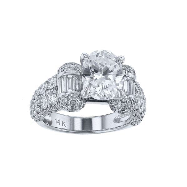 14K White Gold Cylinder Diamond Ring