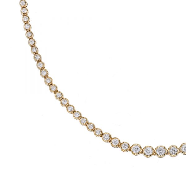18K Yellow Gold Diamond Tennis Necklace, 5.00ct