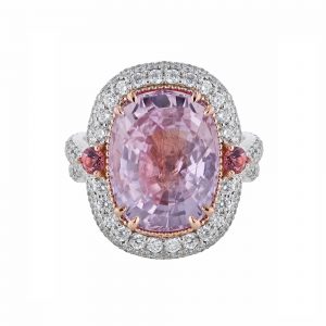 Padparadscha Pink Sapphire Diamond Ring