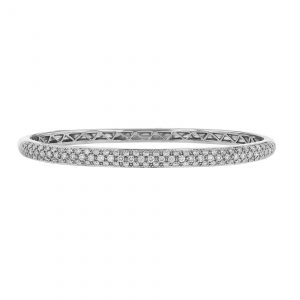 18K White Gold Pave Diamond Bangle, 1.52ct.