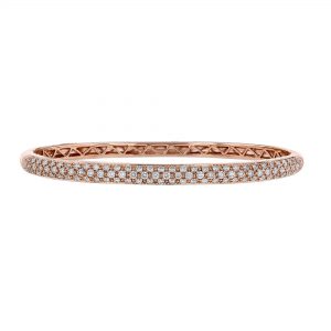 18K Rose Gold Pave Diamond Bangle, 1.55ct.