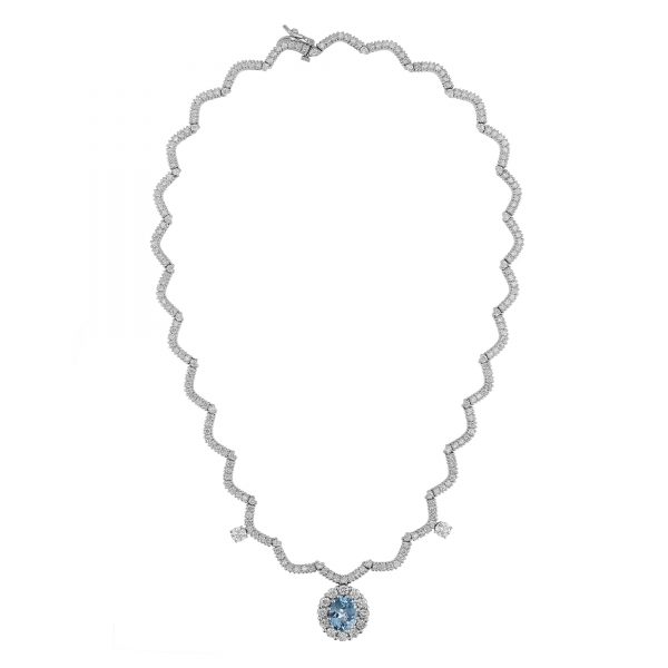 Scalloped Aquamarine Diamond Collar Necklace