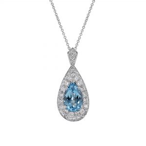 Pear Shape Aquamarine Diamond Necklace