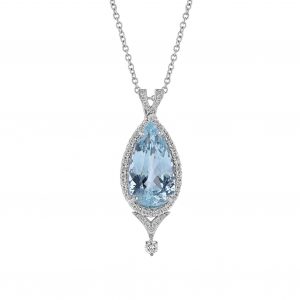 Aquamarine Diamond Drop Necklace
