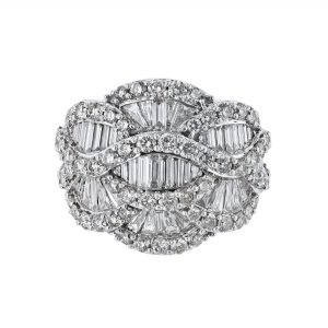 Interwoven Round Baguette Diamond Ring