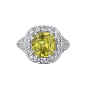 Cushion Yellow Sapphire Diamond Ring