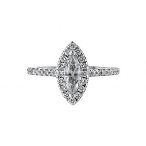 Marquise Diamond Halo Engagement Ring 0.95ct