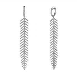 Diamond Feather Drop Earrings, 2.23ct.