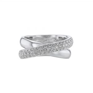 Criss-Cross Half Triple Row Diamond Ring